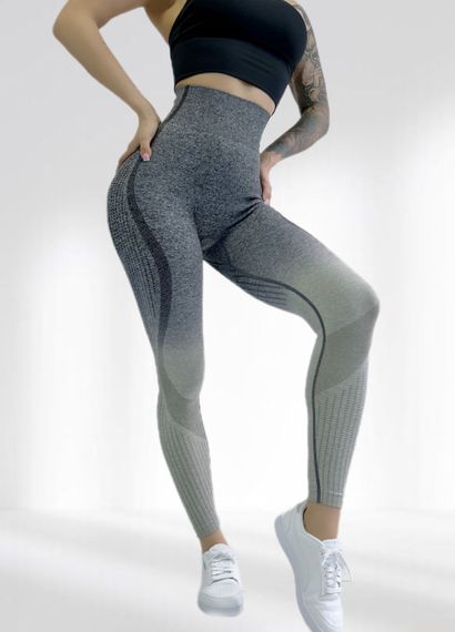 Лосіни пуш ап для фітнесу з високою талією LILAFIT Сірий градієнт L (LFL000024)
