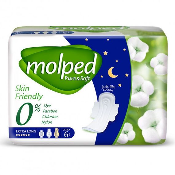 Гігієнічні прокладки Molped Pure Soft Night 6 крапель 6 шт