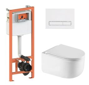 Набір Qtap Nest 4 в 1 підвісний унітаз Taurus Ultra Quiet 490x360x380 + комплект інсталяції QT2433084EUQW46149