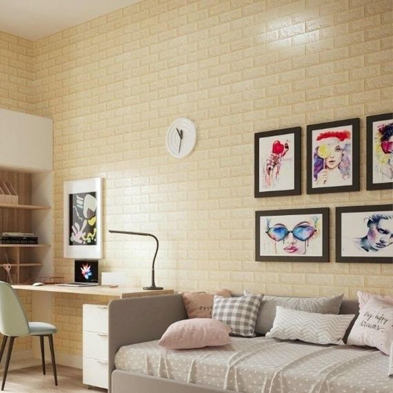 Самоклеюча 3D панель під бежеву цеглу в рулоні 20000x700x3мм (R009-3-20) SW-00001195 | Зображення 4