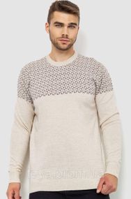 Светр чоловічий, колір світло-бежевий, розміри L, XL, XXL, L FA_008224