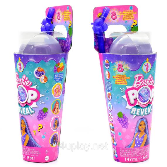 Набір Barbie Pop Reveal Fruit Series Grape Fizz Лялька Барбі Соковиті фрукти Виноградна содова, змінює колір | Зображення 4