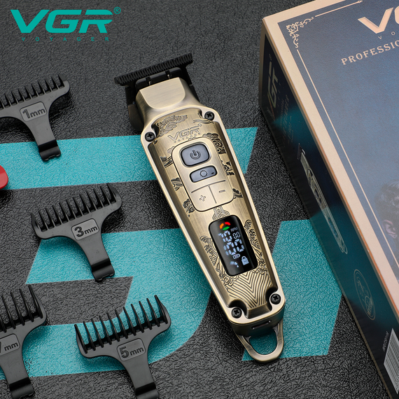 Триммер аккумуляторный VGR V-901, 4 насадки, LED дисплей | Зображення 5