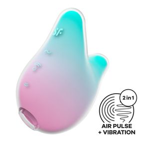 Вакуумний кліторальний стимулятор з вібрацією Satisfyer Mermaid Vibes Mint/Pink, 2 мотори