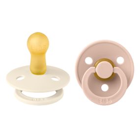 Соска пустушка BIBS Colour 6-18 міс Latex Round (кругла) – Ivory/Blush (2 в упаковці)