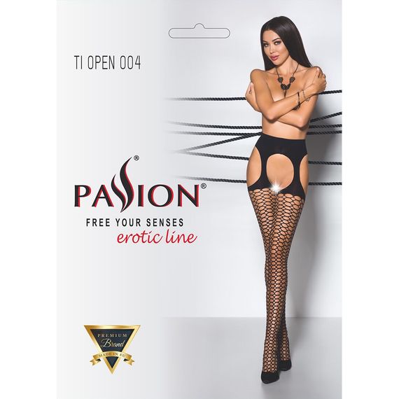 Еротичні колготки Passion TIOPEN 004 1/2 (fishnet 40 den), nero, імітація панчох і пояса | Зображення 4