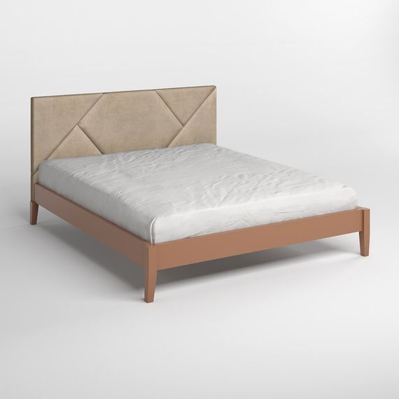 Двоспальне дерев&#039;яне ліжко Mebigrand Нью-Йорк ДК Коричневий (RAL8025)/Аляска 23 (Бежевий) 180х200 см (MBG-10230) | Зображення 1