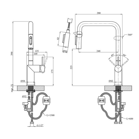 Змішувач для кухні Kroner Element 296569B-3801 | Зображення 1