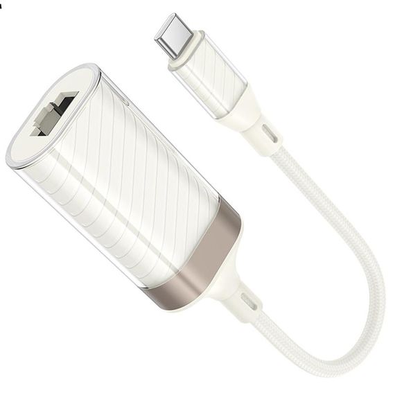 Переходник Hoco UA41B Crystal Type-C to RJ45 100 Mbs (0.15m) Apricot | Зображення 4