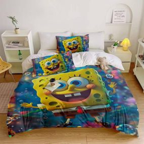 Постільна білизна 3D полуторна з мікросатину SpongeBob №1 31702 150х215 см 50х70 см