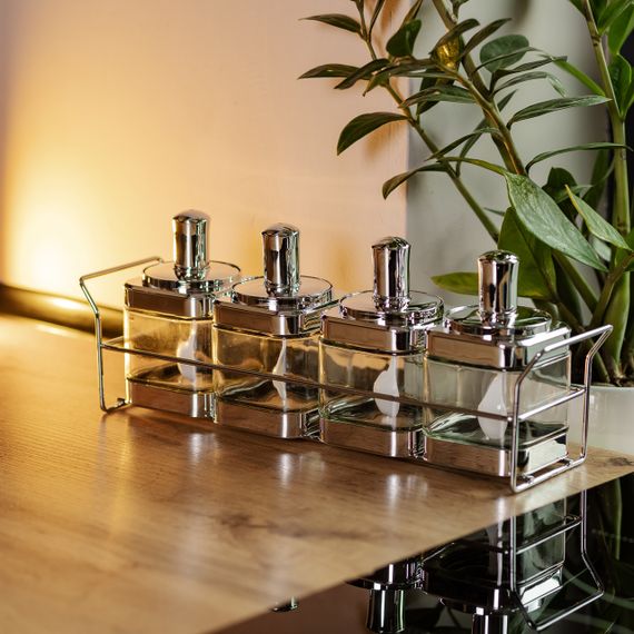 Набір банок для сипучих продуктів 4 штуки 350 мл скляні на підставці HP-1340 | Зображення 5