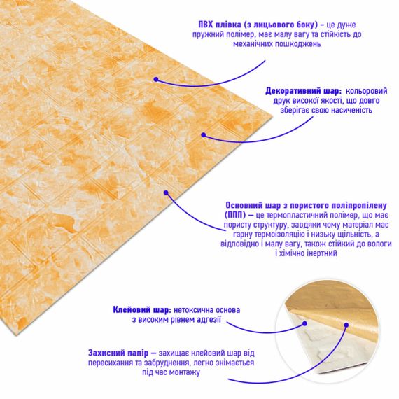 Самоклеюча 3D панель 19600x700x3мм Мармур Бежевий SW-00001473 | Зображення 2