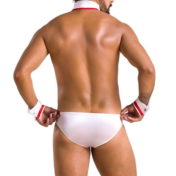 Комплект еротичної чоловічої білизни Passion 037 GREGORY L/XL White, труси, комірець, манжети | Зображення 1