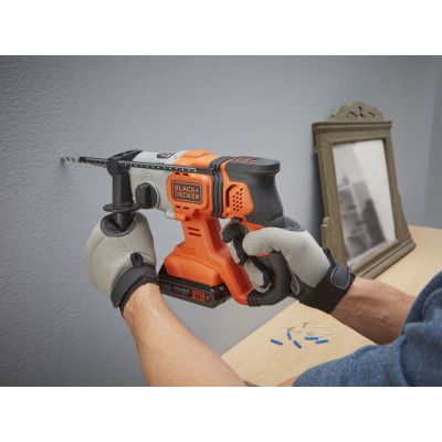 Перфоратор Black&amp;Decker SDS-Plus,18 В, 2Ah, 1.2 Дж, 3 режима, сумка, 2.2 кг (BCD900D1S) | Зображення 6