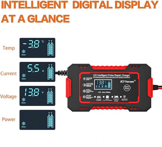 Автомобільний зарядний пристрій на 12 В, 6 А, крапельний зарядний пристрій і пристрій для обслуговування, і | Зображення 3
