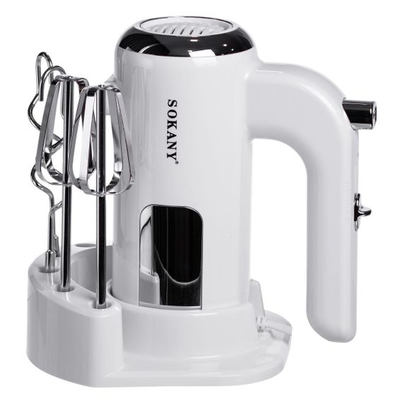 Міксер ручний 2 насадки вінчики та гаки для тіста білий Sokany SK-02025 | Зображення 2