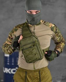 Сумка-слинг тактическая с одной лямкой SILVER KNIGHT oliva   ВТ6748