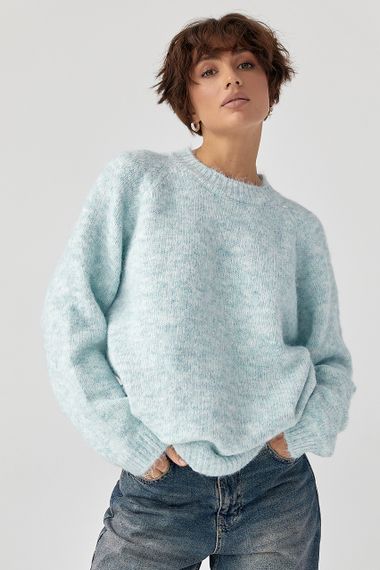 Теплий в'язаний светр oversize - бірюзовий цвет, ONE SIZE (є розміри)