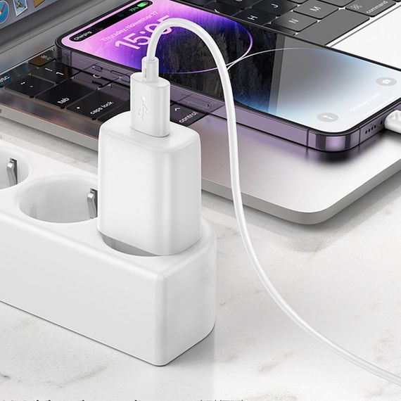 СЗУ Hoco C134A Solid 12W (1USB-A) + кабель USB to Lightning White | Зображення 3