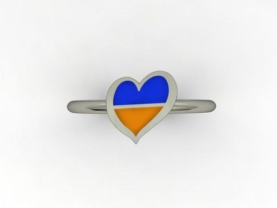 Кольцо из родированого серебра с эмалью 19