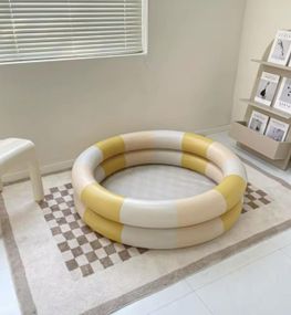 Дитячий надувний басейн Молочний з Жовтою полоскою