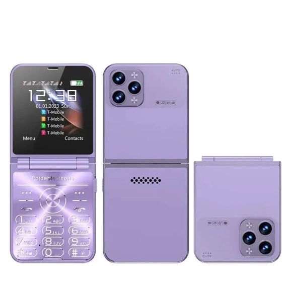 Кнопочный мобильный телефон раскладушка AIEK I15 Max на 4 сим карты Phiolet