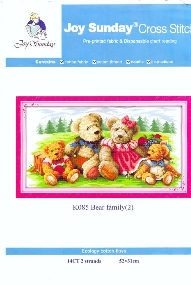 Набір для вишивання за нанесеною на канву схемою "Bear family 2". AIDA 14CT printed 52*31 см | Зображення 1