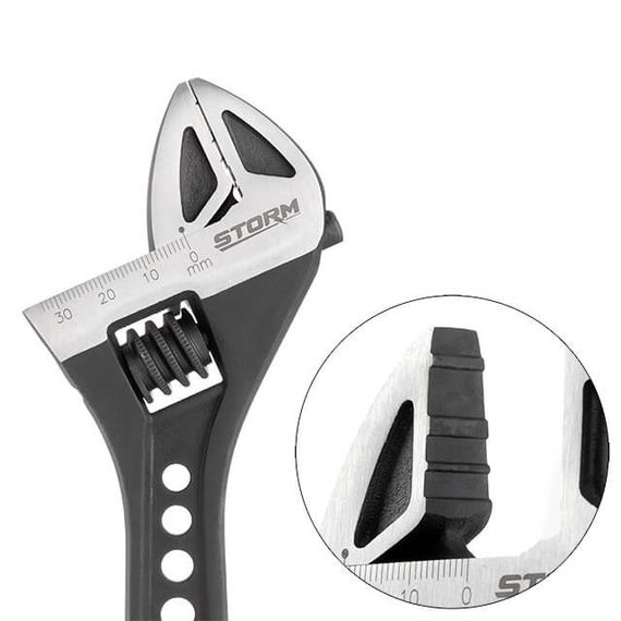 Ключ розвідний 250 мм кований, ручка TPR, HRC 40~50, Cr-V STORM INTERTOOL XT-00801 | Зображення 2