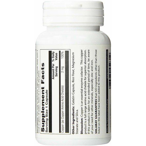 Микроэлемент Медь Solaray Copper 2 mg 100 Caps | Зображення 1