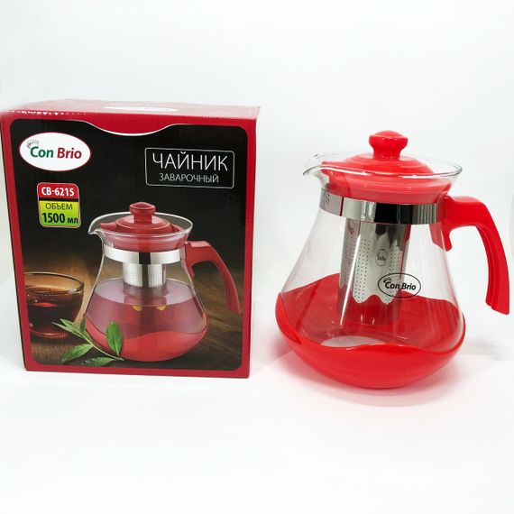 Чайник для заварювання Con Brio Green CB-6215 1,5 л, Чайник для заварювання якісний на кухню. Колір: червоний | Зображення 5