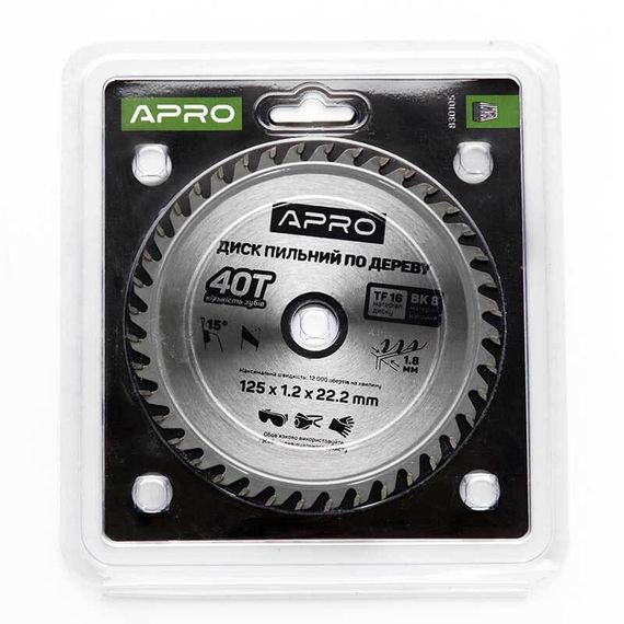 Диск пиляльний для дерева 125х22,2х40Т APRO 8301051 | Зображення 4