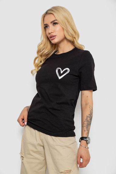 Жіноча футболка з принтом, колір чорний, 241R128 | Зображення 2
