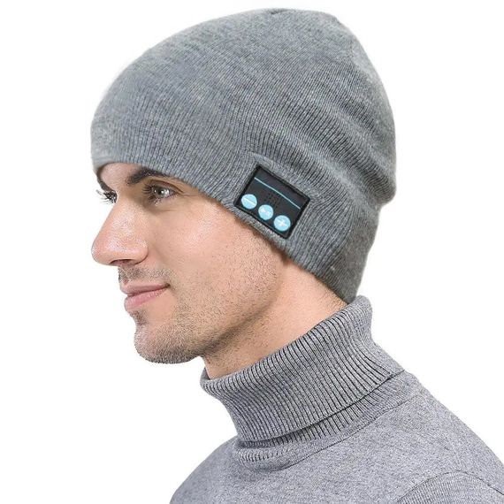 Портативна колонка шапки з bluetooth навушниками SPS Hat BT True. Колір: сірий HK-27 | Зображення 4
