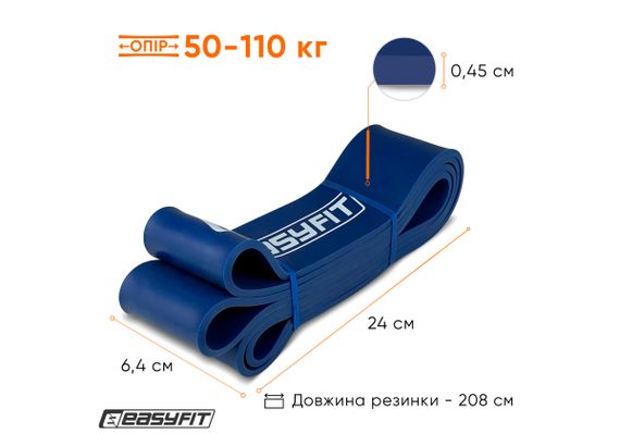 Гумова петля-еспандер Easyfit Origin 50-110 кг гумка для підтягувань, фітнесу та тренувань Синя (EF-1881-BL) | Зображення 7