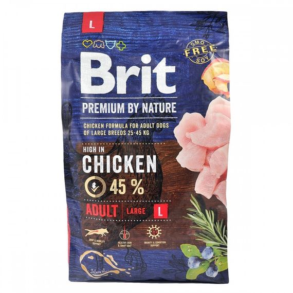 Корм сухий Brit Premium Dog Adult L для дорослих собак великих порід вагою 25-45 кг з куркою 3 кг | Зображення 6