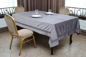 Скатертина Kayra оксамитова, однотонна 165х300 см Сіра