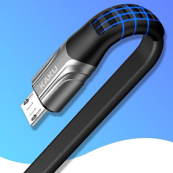 Плоский кабель Kaku KSC-278 USB - Micro USB 1.2m - Black | Зображення 2