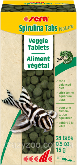 Корм для риб Sera Spirulina Tabs зі спіруліною 24 таблетки