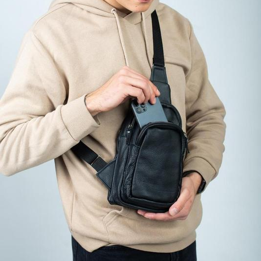 Сумка мішок через плече чоловіча, Сумка крос-боді гладка Чоловіча крос-боді сasual YF-66 | Зображення 7