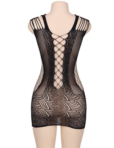 Мини-платье ажурное Star Night с декоративными переплетениями, черный sexstyle | Зображення 3