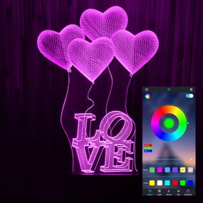 Акриловий світильник-нічник керування з телефона Кохання Серце tty-n000774