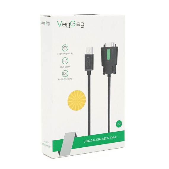 Кабель VEGGIEG V-U401, USB/RS232, PL2303 Chipset, Gray, довжина 1.5м, Box | Зображення 2