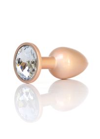 Анальна пробка B-Series Plug Jewellery Pearl Gold, металева, прозора, S