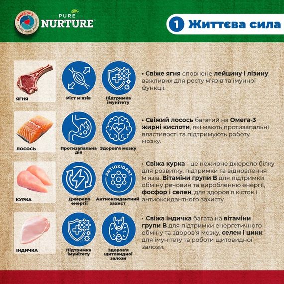 Сухий корм з ягням для собак середніх та великих порід Pure Nurture Daily Nurture Dog Lamb, 12.5 кг | Зображення 2