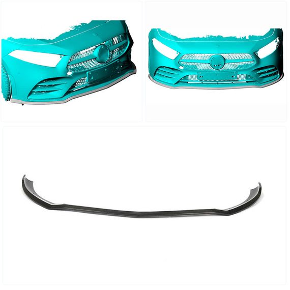 Накладка на передній бампер Lip V2 (для AMG-Line SD 2018-2021, Карбон) для Mercedes A-сlass W177 2018- рр | Зображення 1