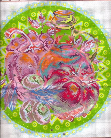 Набір для вишивання за нанесеною на канву схемою "Fruit Disc - Tomato". AIDA 14CT printed, 34*34 см | Зображення 3