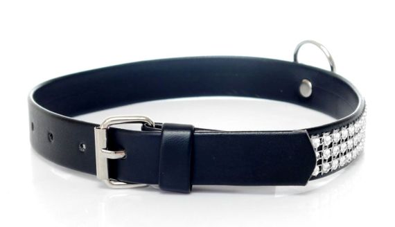 Нашийник зі штучної шкіри з кристалами Fetish Boss Series - Collar with crystals Silver, BS3300099 Sex Aura | Зображення 3