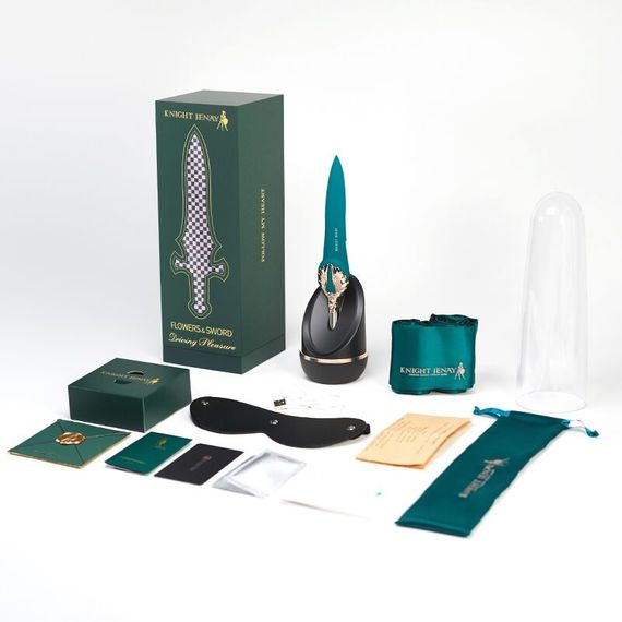 Вишуканий вібратор Knight Jenay FLOWERS & SWORD, маска, стрічка та лубрикант у комплекті | Зображення 5