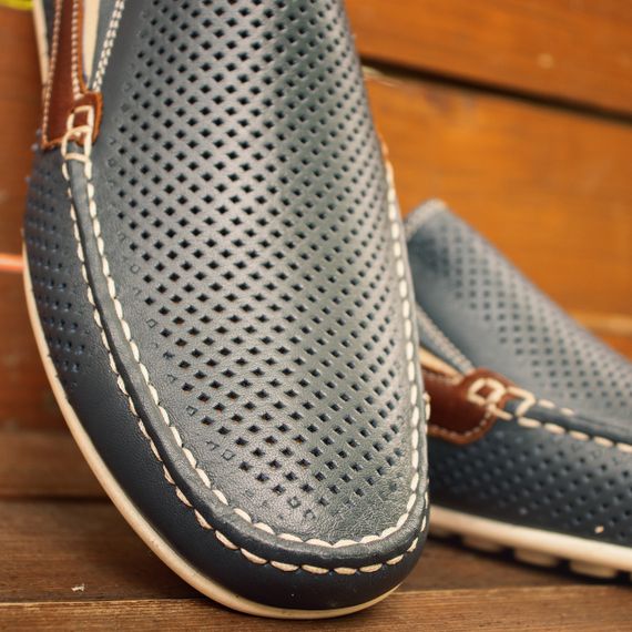 Мужские летние мокасины синего цвета 40 42 размер. Мужская обувь Кадар | Зображення 5