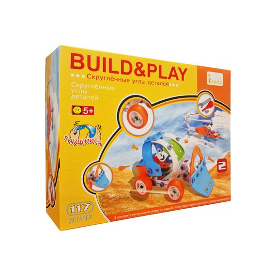 Конструктор дитячий Build&Play "Бульдозер + Вертоліт" HANYE J-101B, 117 елемента | Зображення 1